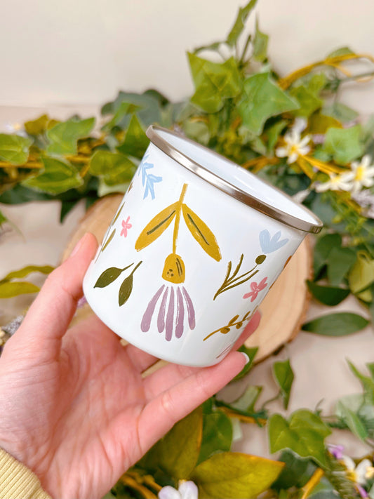 Floral enamel mug