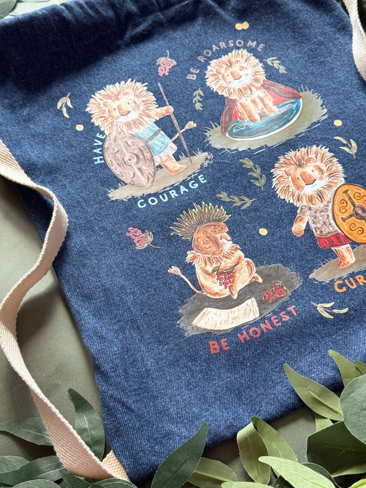 Lion Drawstring Tote Bag