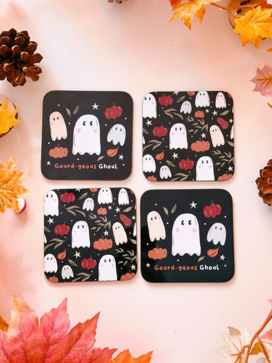 Pumpkin ghost coaster
