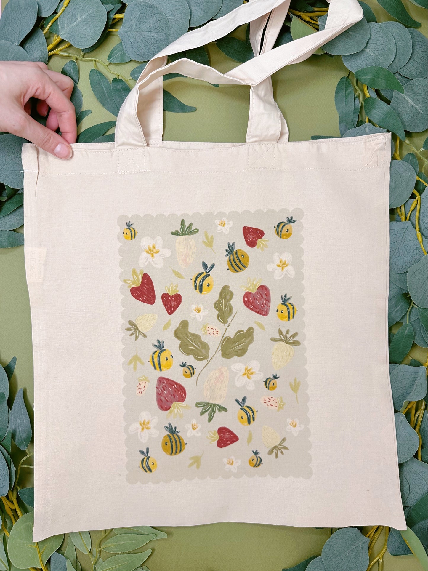 Strawberry Bee Tote Bag