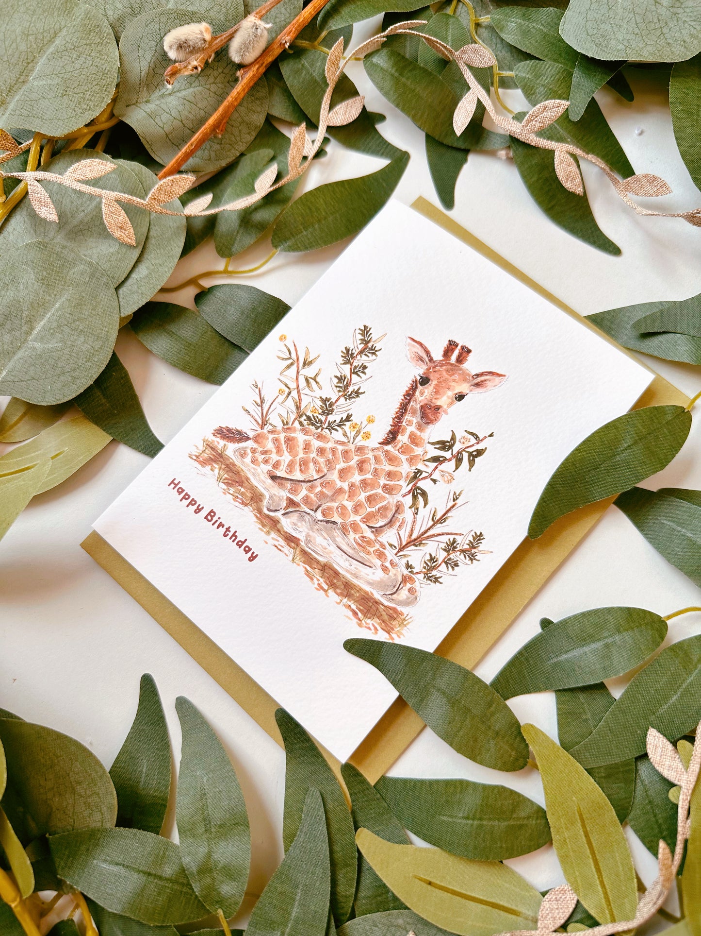 Baby Giraffe Birthday Card
