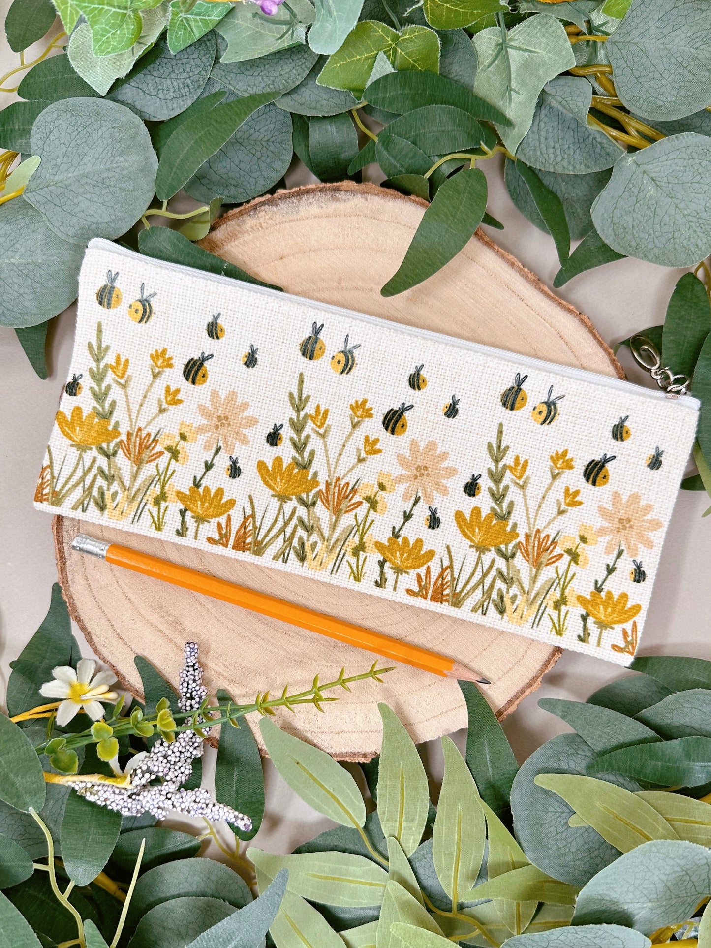 Autumn bee long zip pencil case
