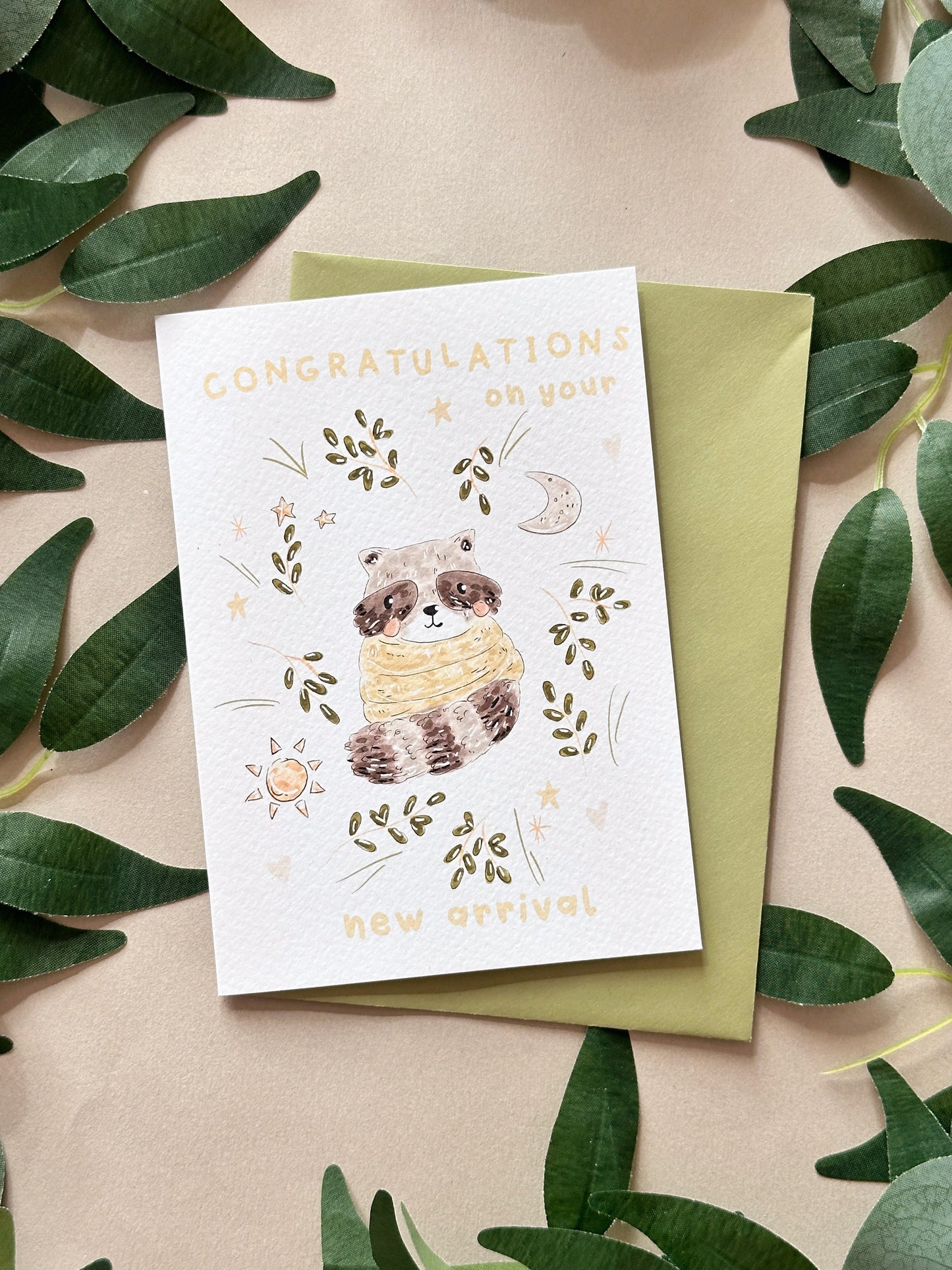 Raccoon New Baby Card