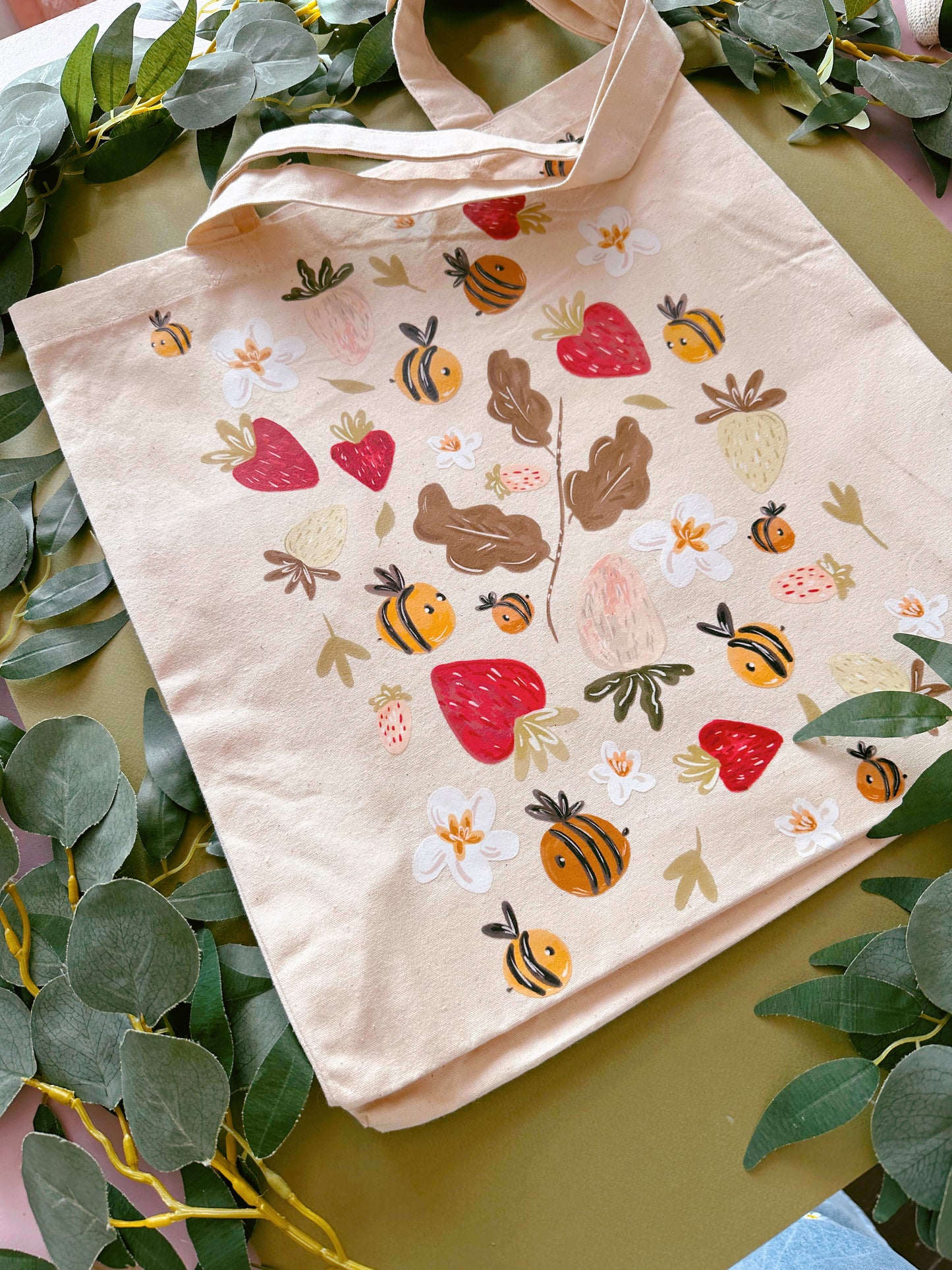 Strawberry Bee Giant Tote Bag