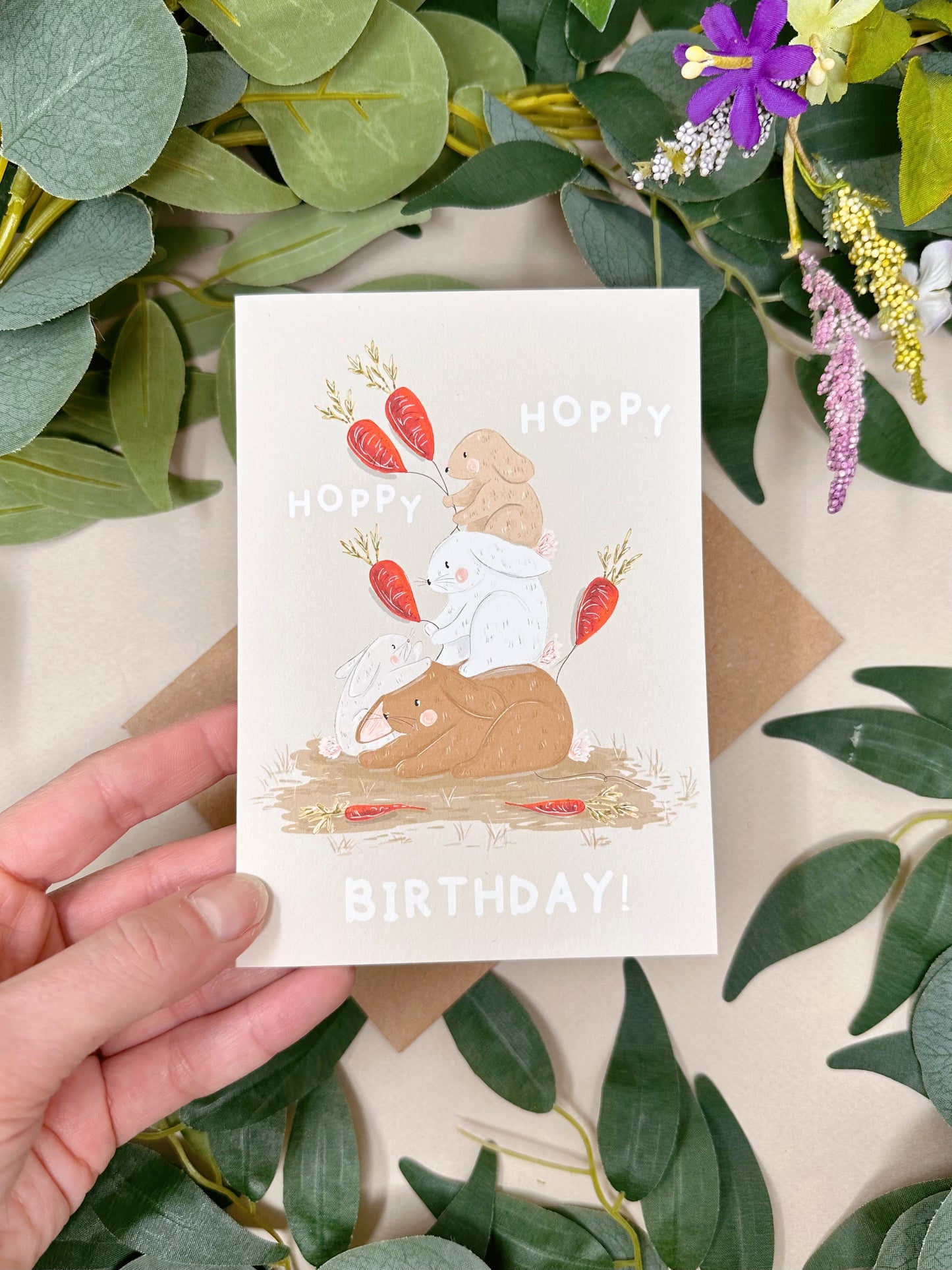 Bunny Carrot Birthday Card