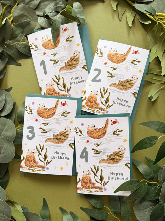 Otter age birthday card