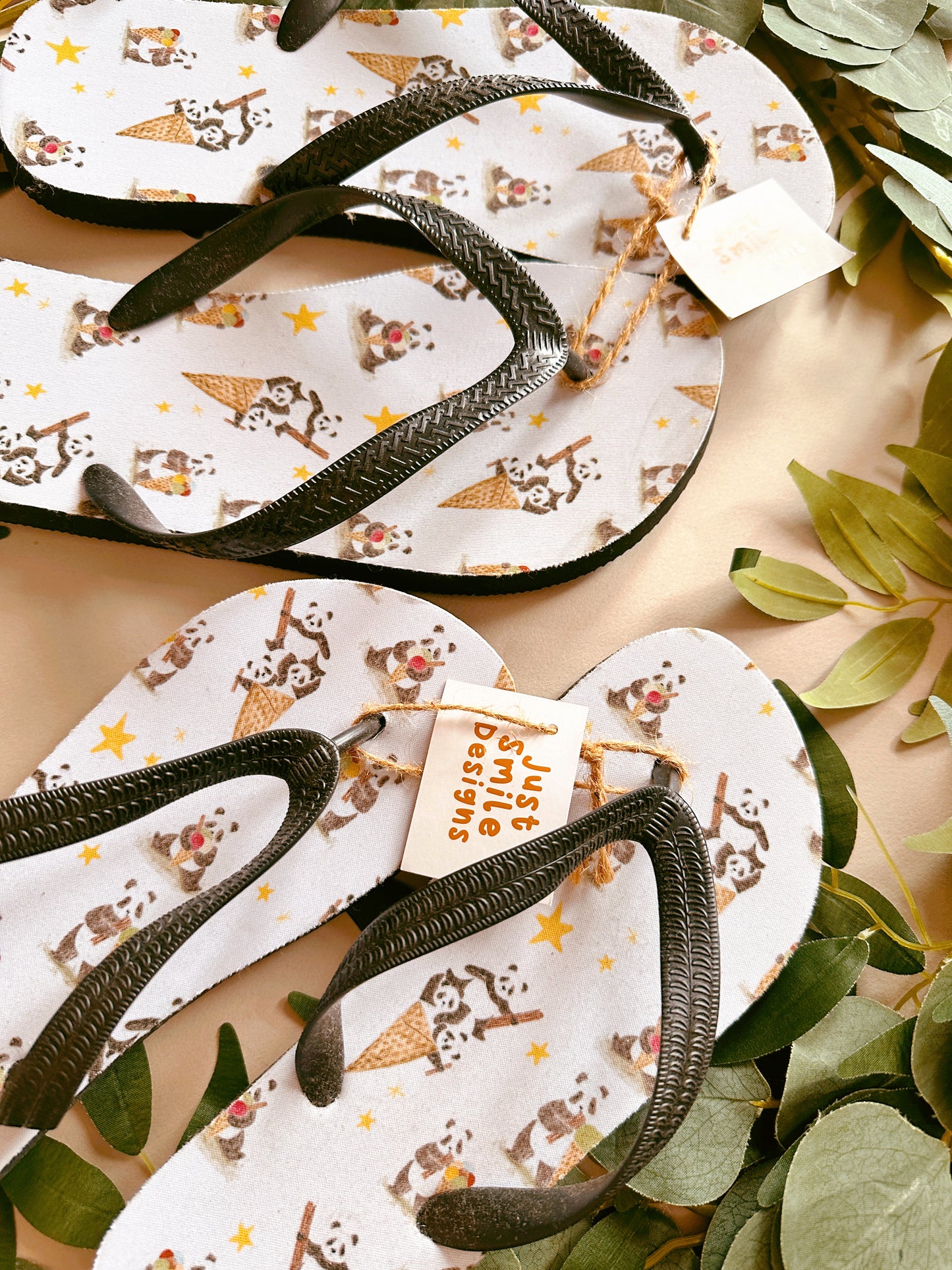 Ice Cream Panda Flipflops - Adult