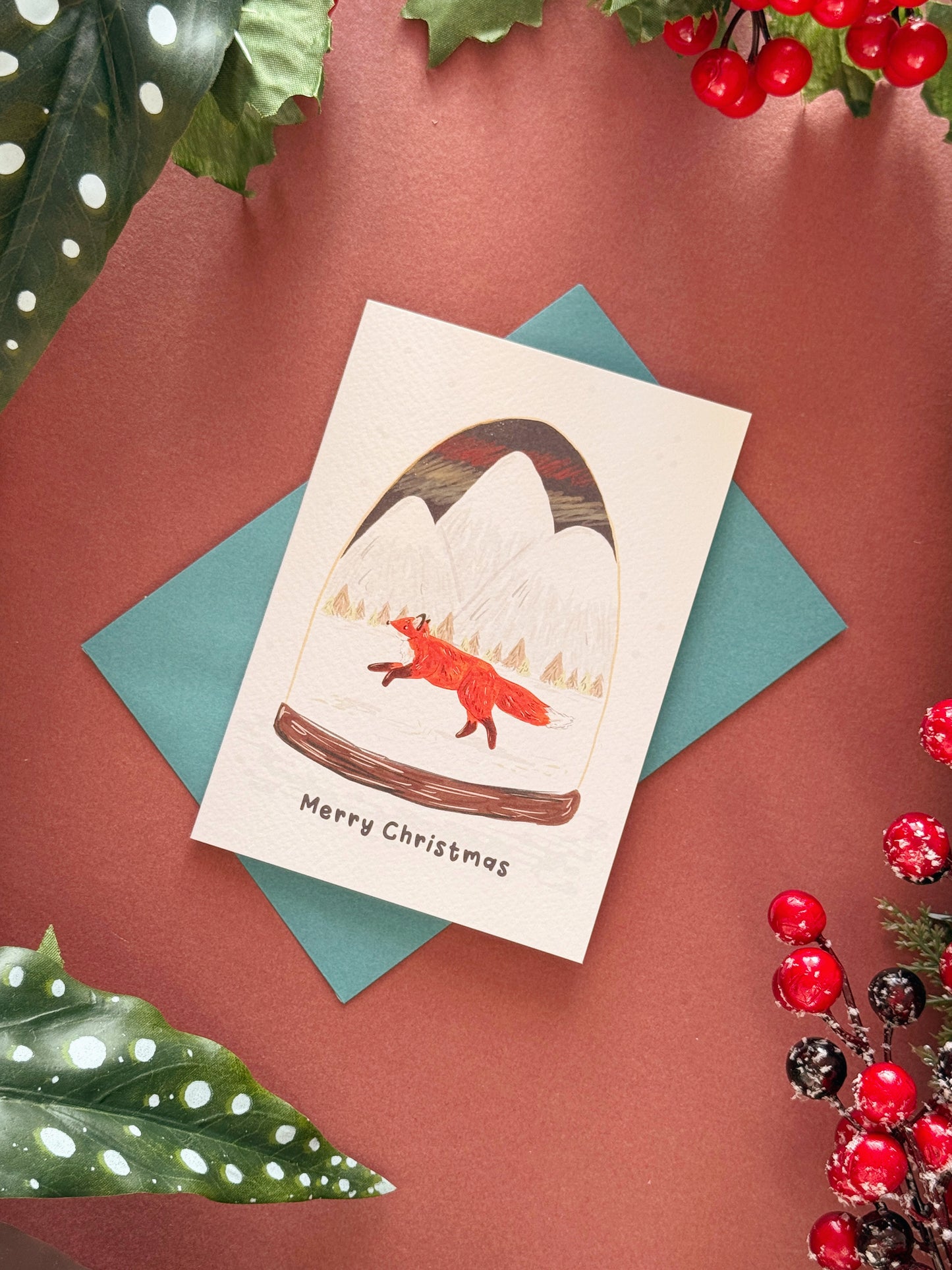 Fox Globe Christmas Card