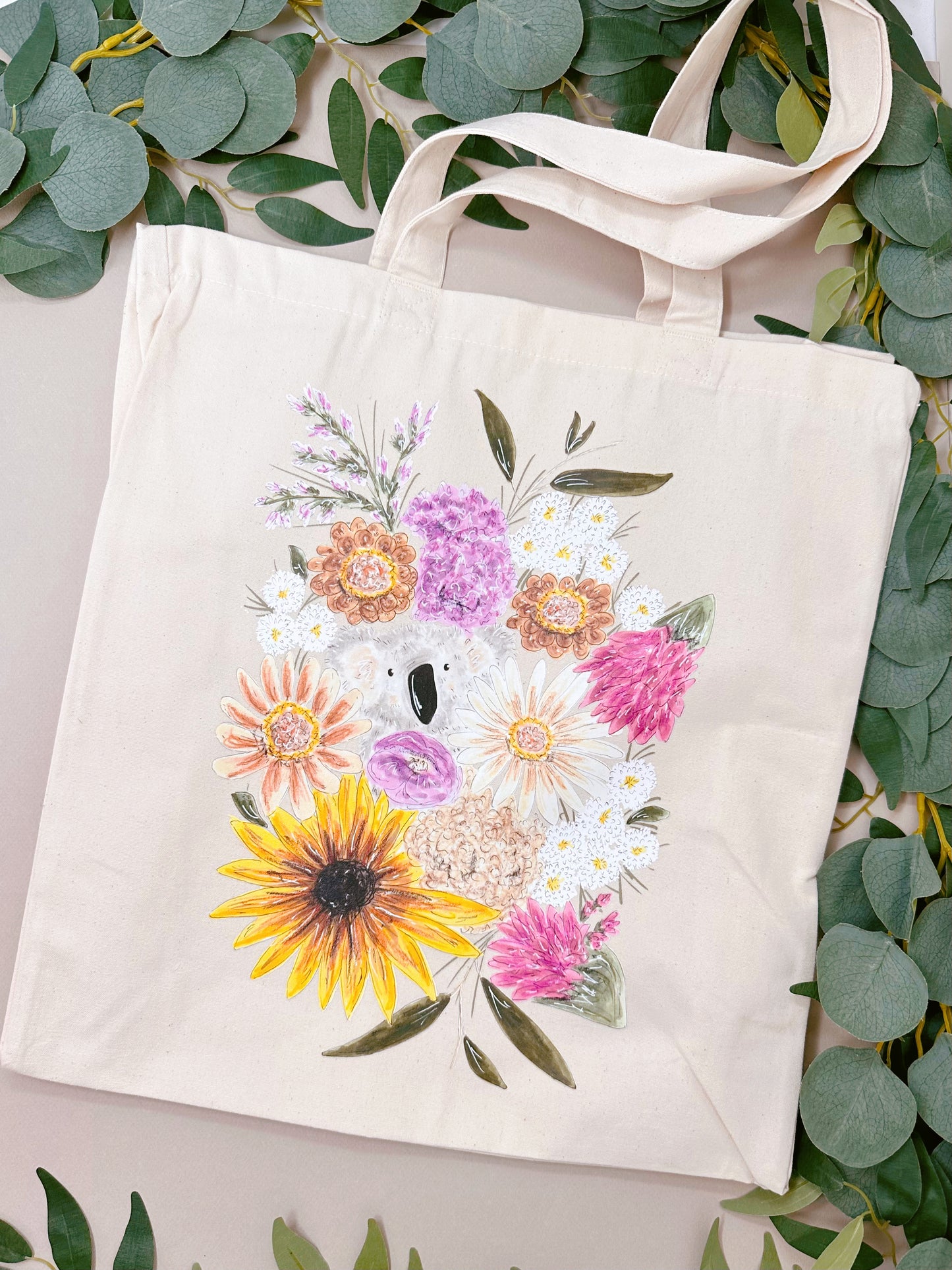 Floral Koala Giant Tote Bag