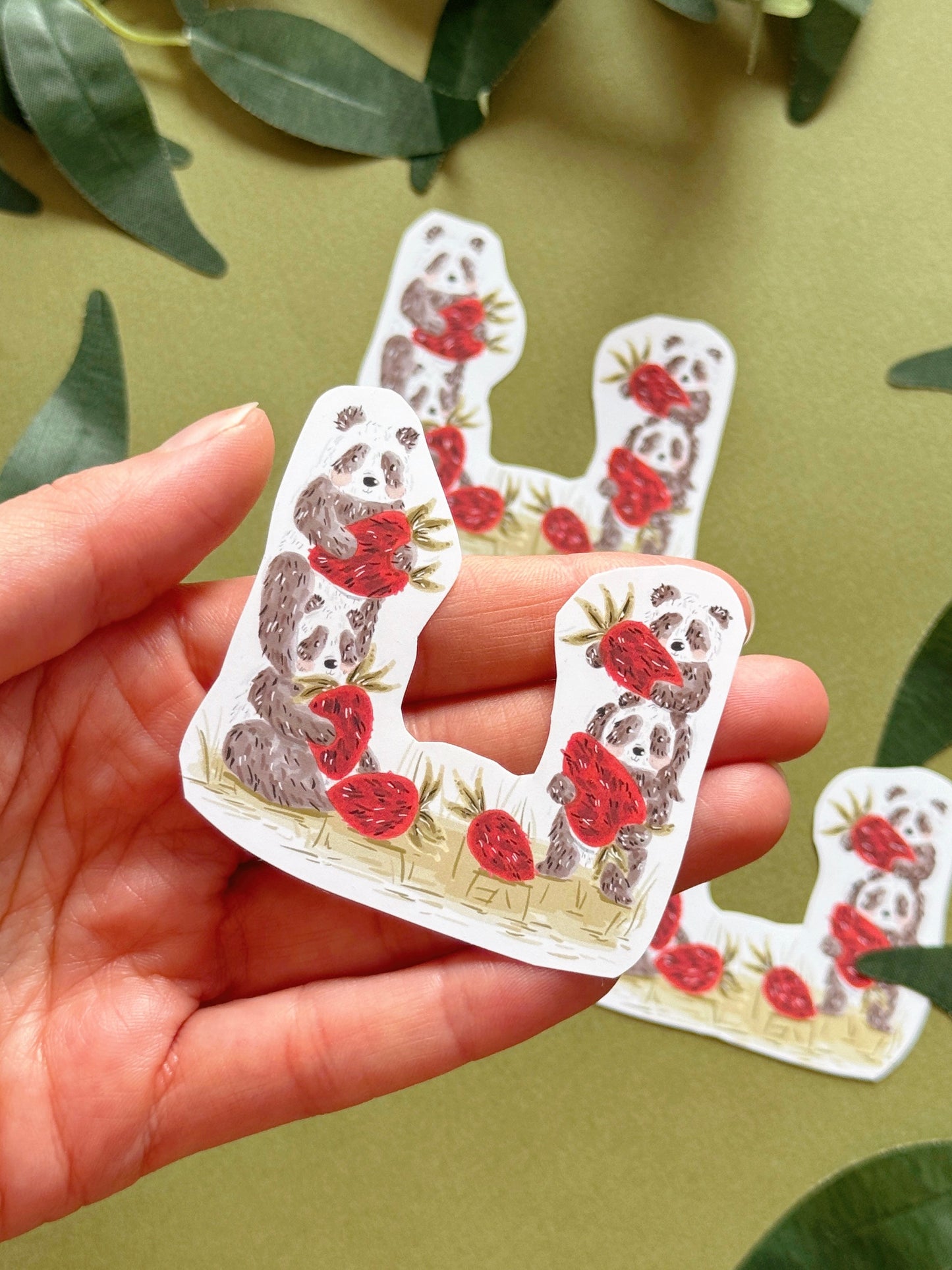 Strawberry Pandas Sticker