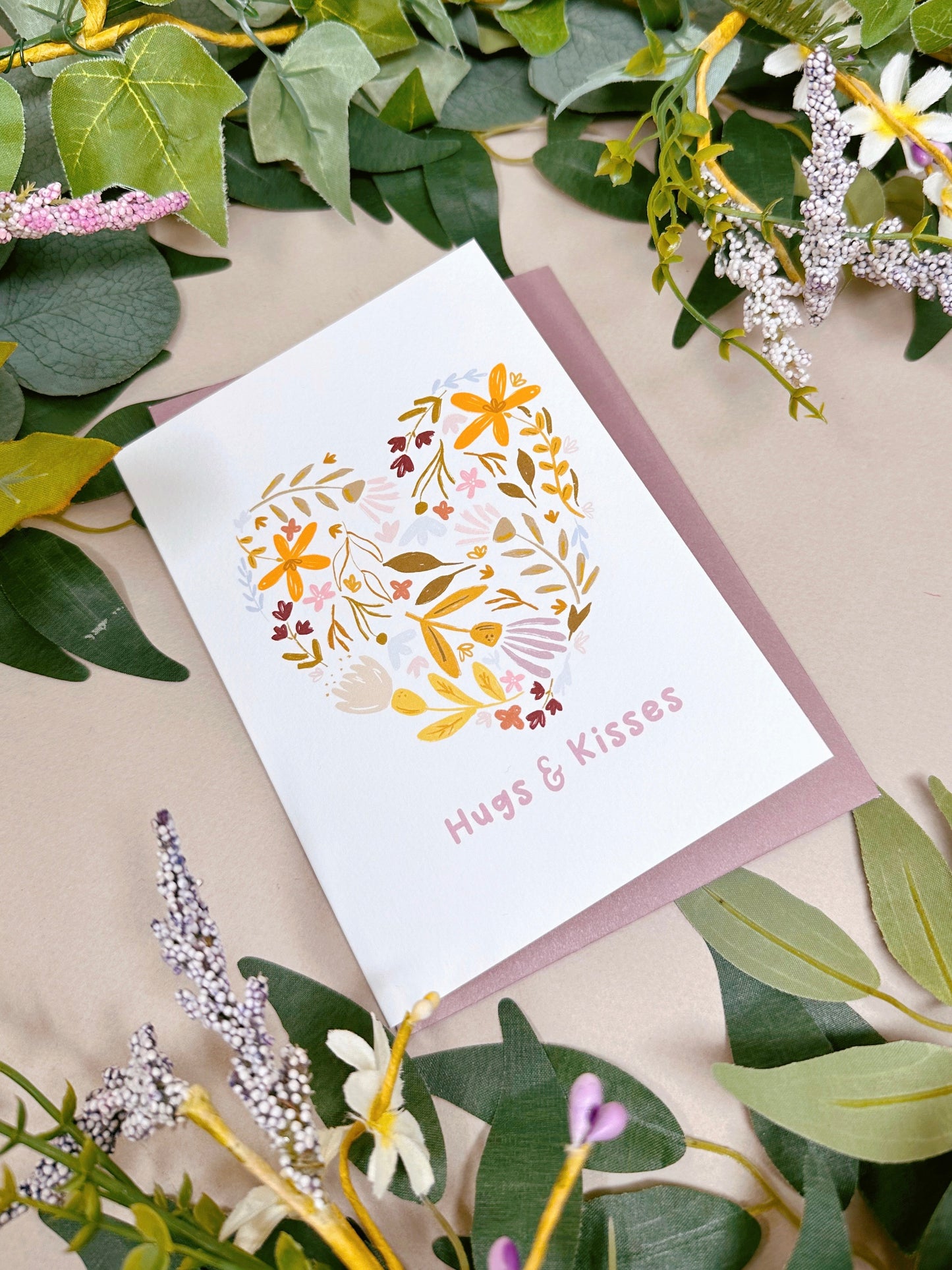 Floral Heart Hugs & Kisses Card