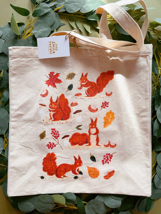 Red squirrel large tote bag