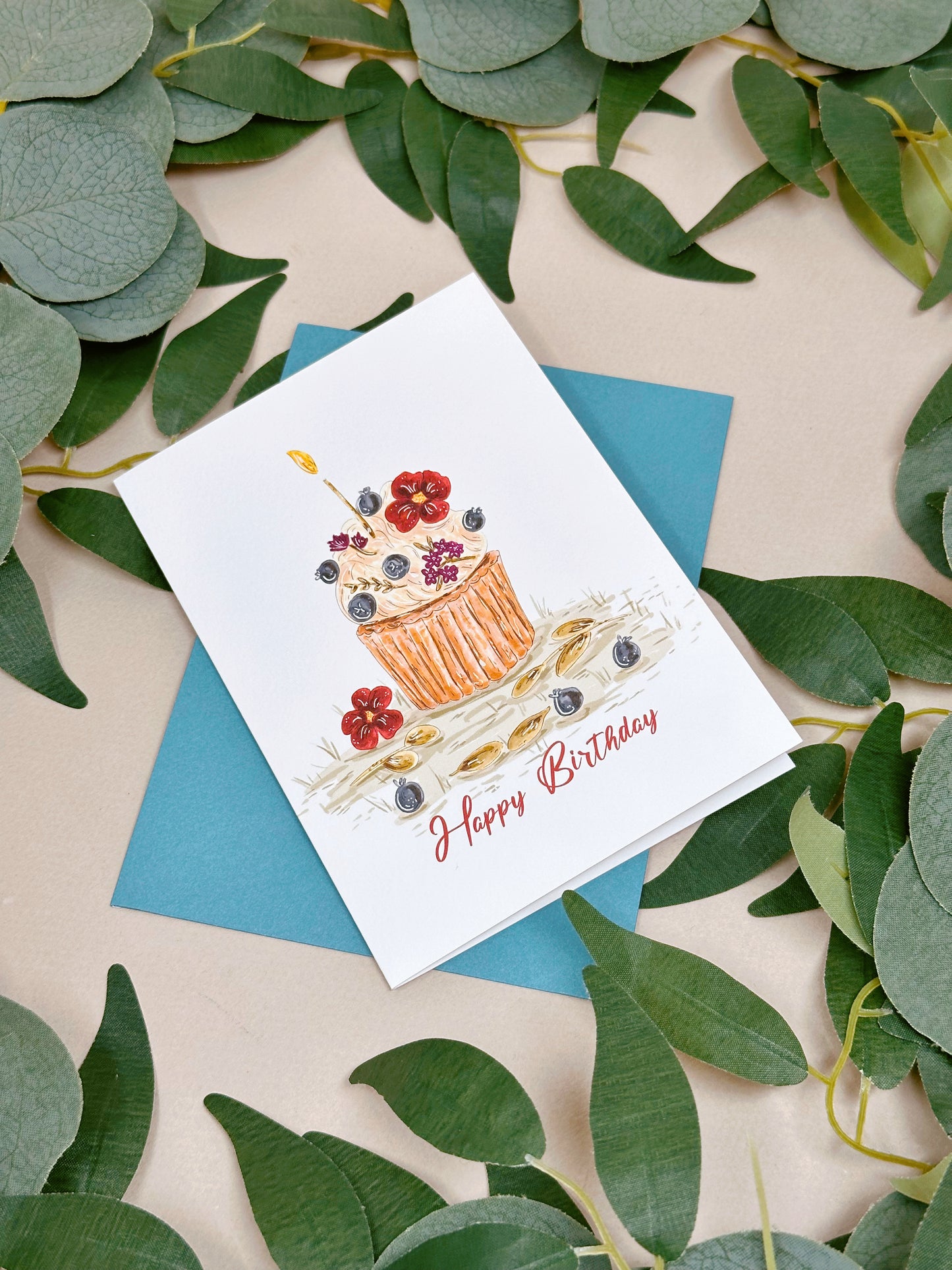 Bluberry Cupcake Birthday Card