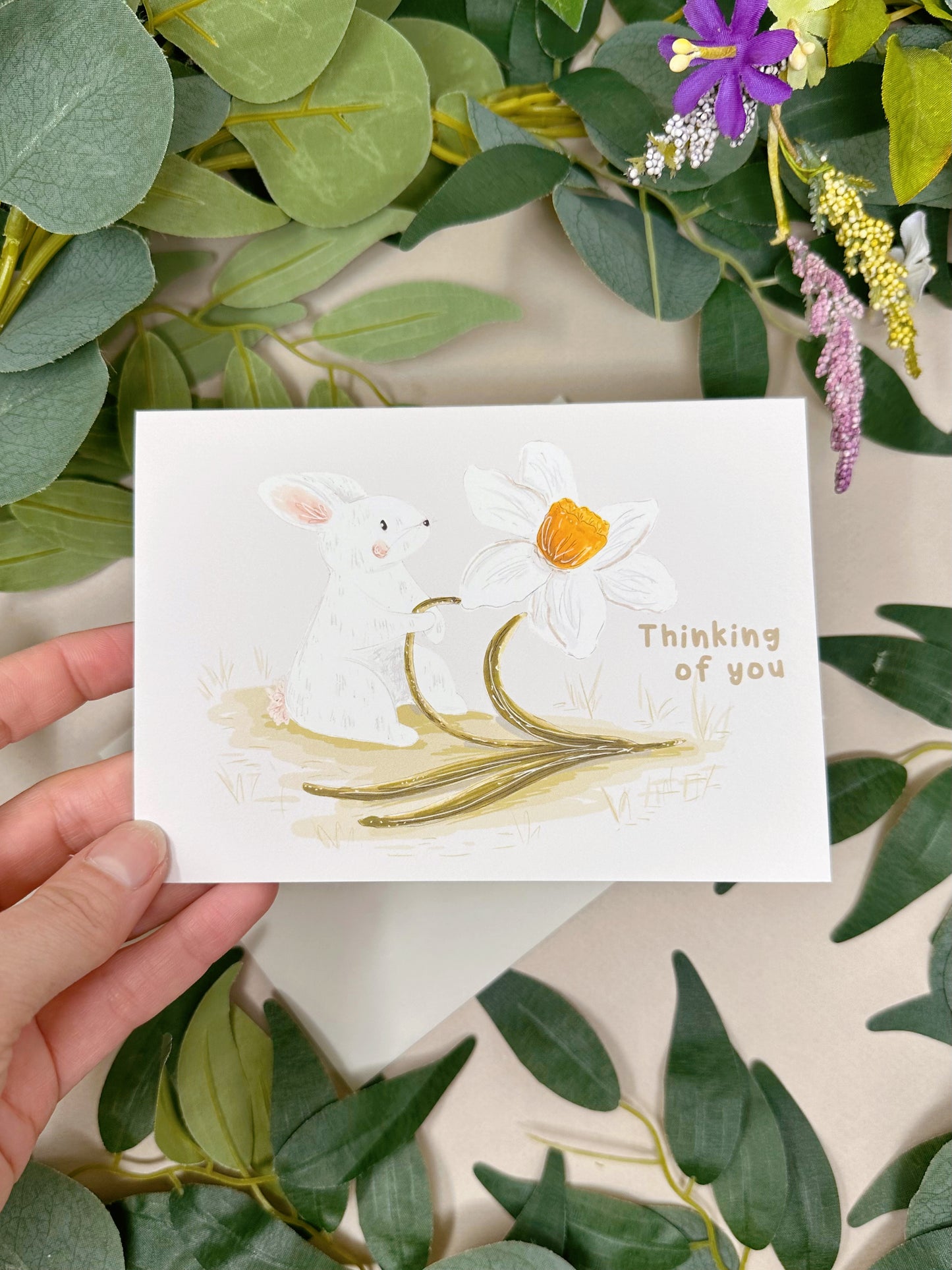 Bunny Daffodil Thinking Of You Card