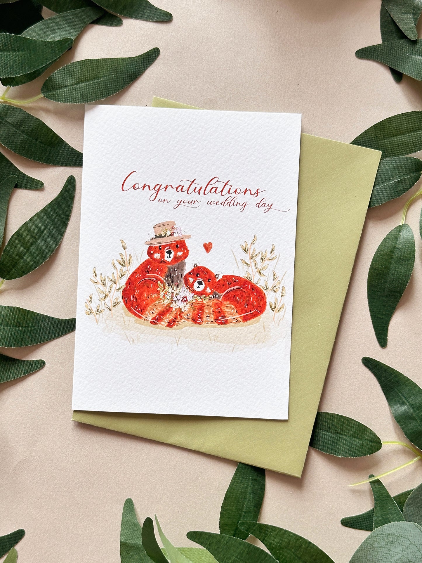 Red panda Wedding Card