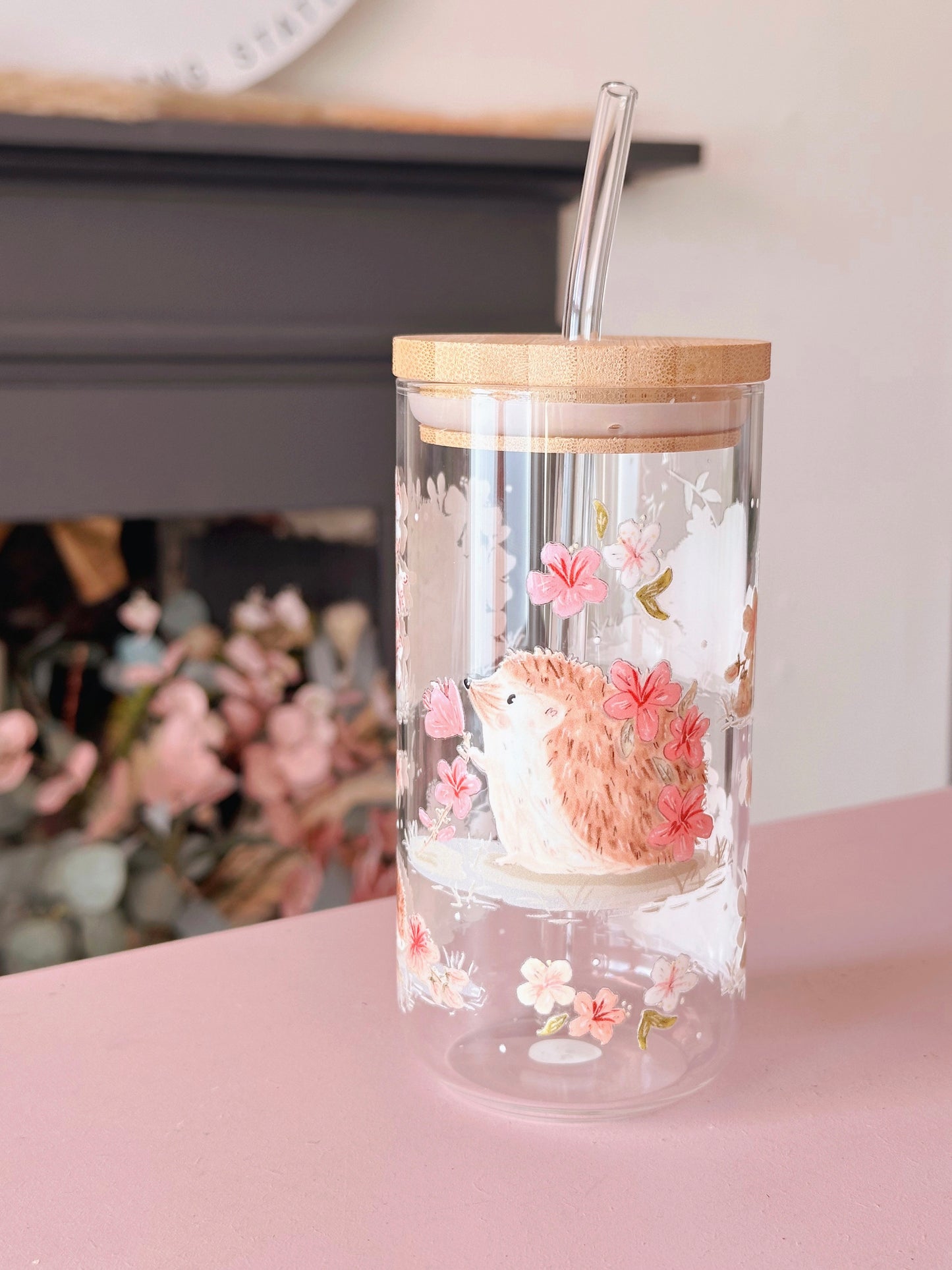 Sakura Hedgehog Glass Tumbler