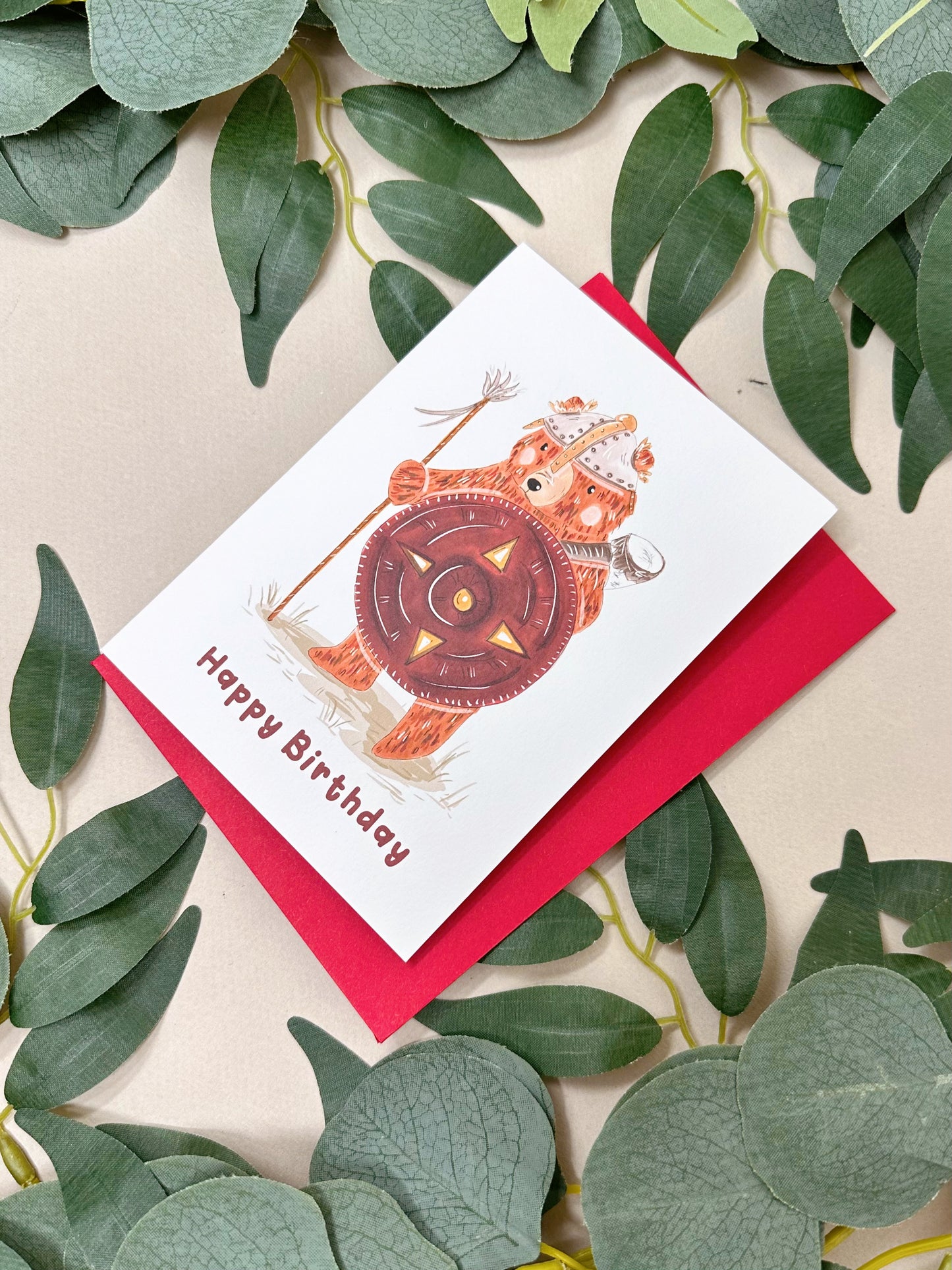 Warrior Bear Birthday Card