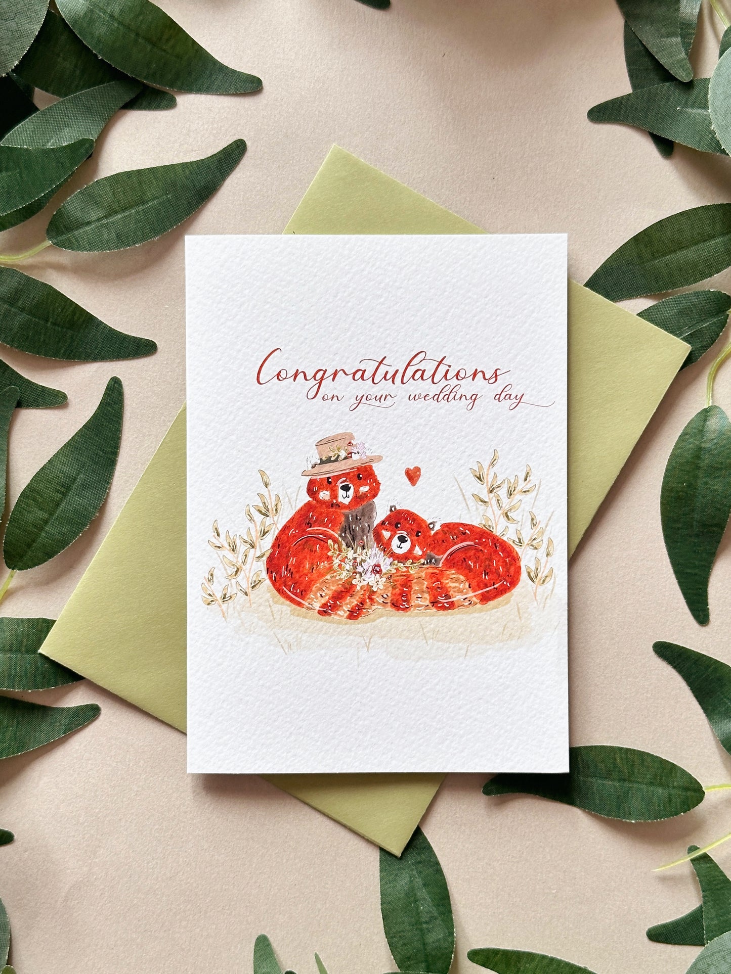 Red panda Wedding Card