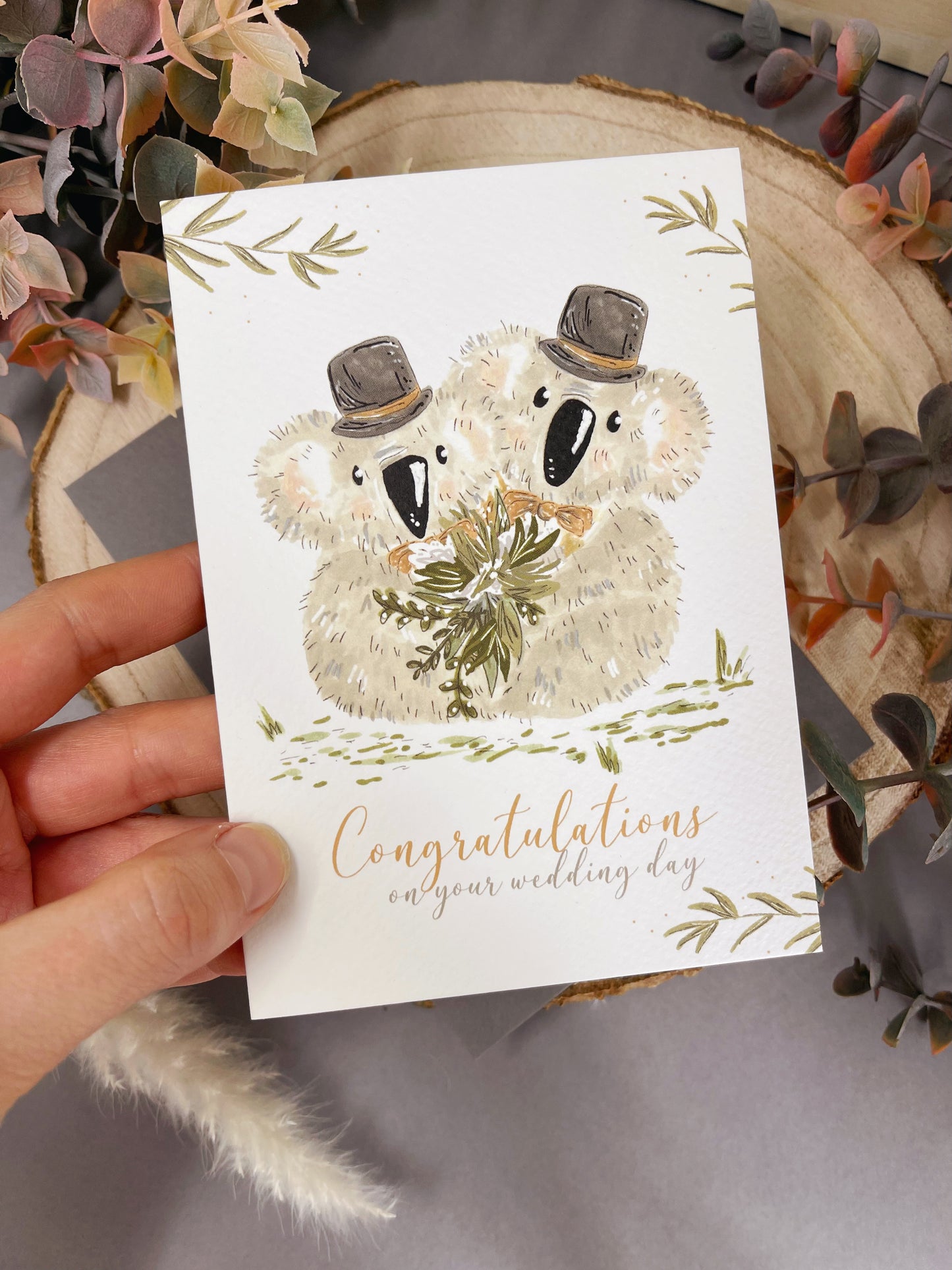 Botanical Koala Wedding Card - Mr & Mr