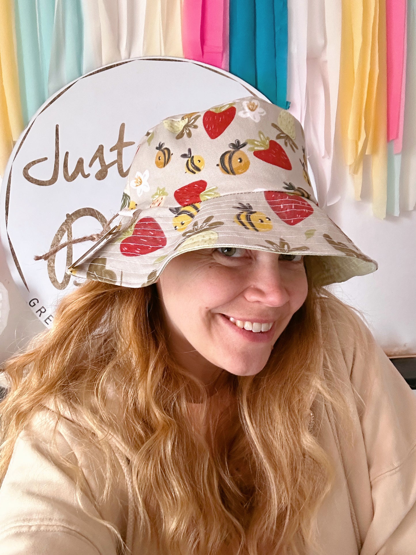 Strawberry Bee Bucket Hat - Adult & Child Sizing