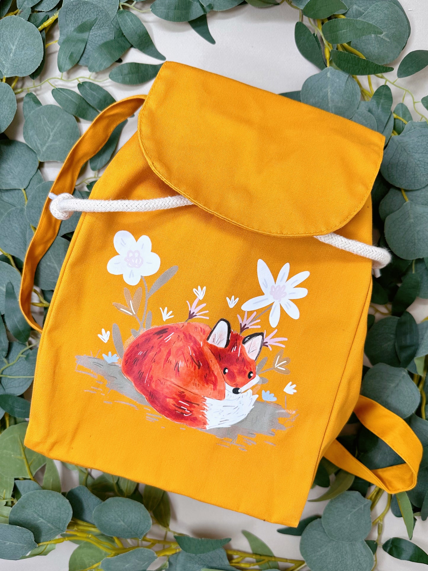 Flower Fox Backpack - Organic Cotton