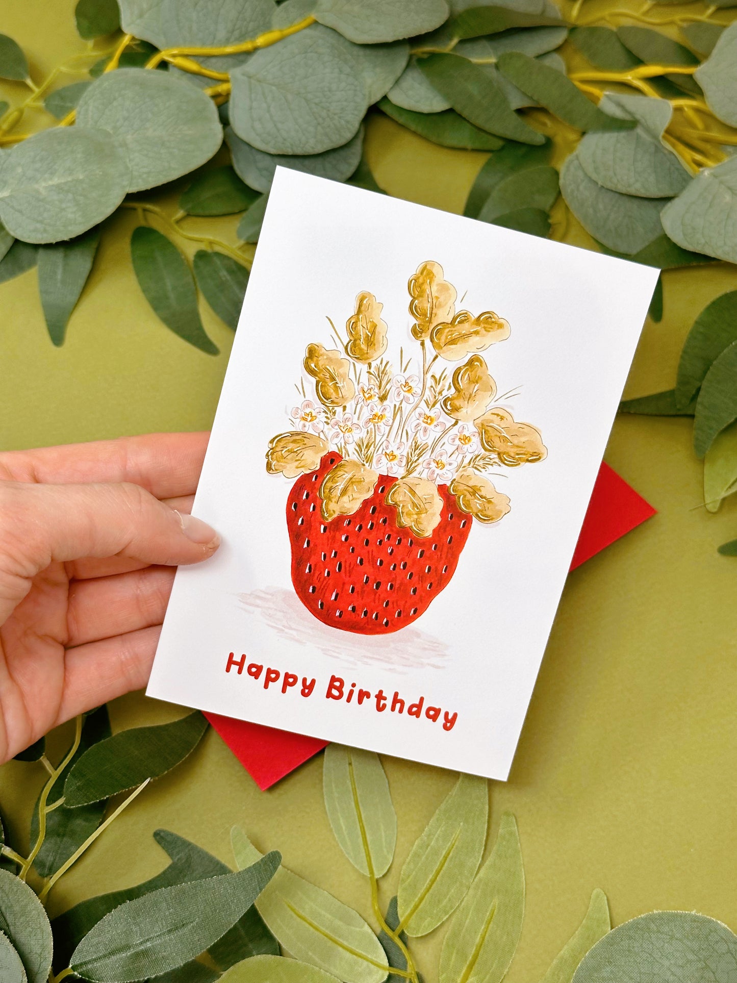 Strawberry Vase Birthday Card