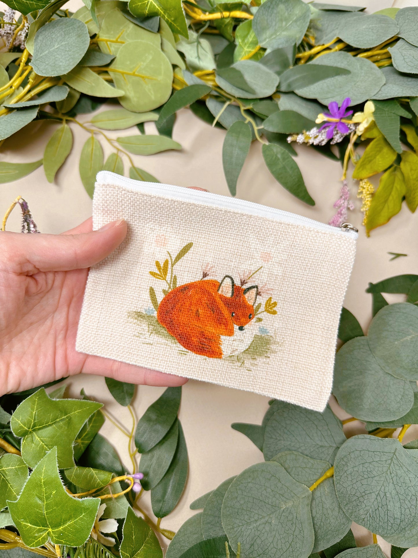 Floral Fox Zip Case