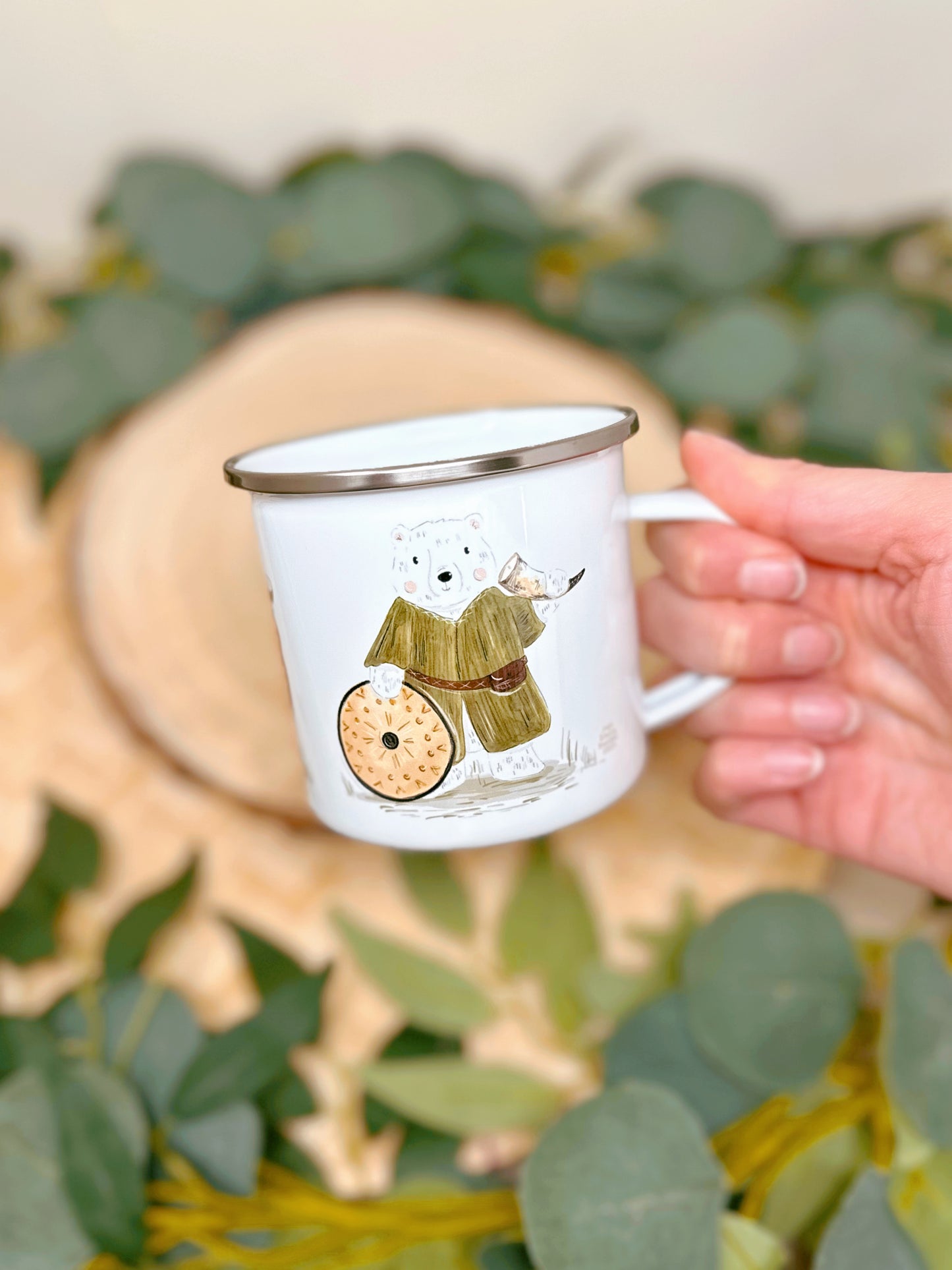 Viking Bear Enamel Mug