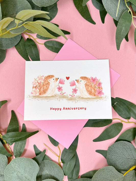 Hedgehog wedding anniversary card