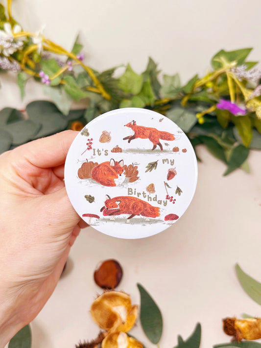 Autumnal Fox Birthday Badge