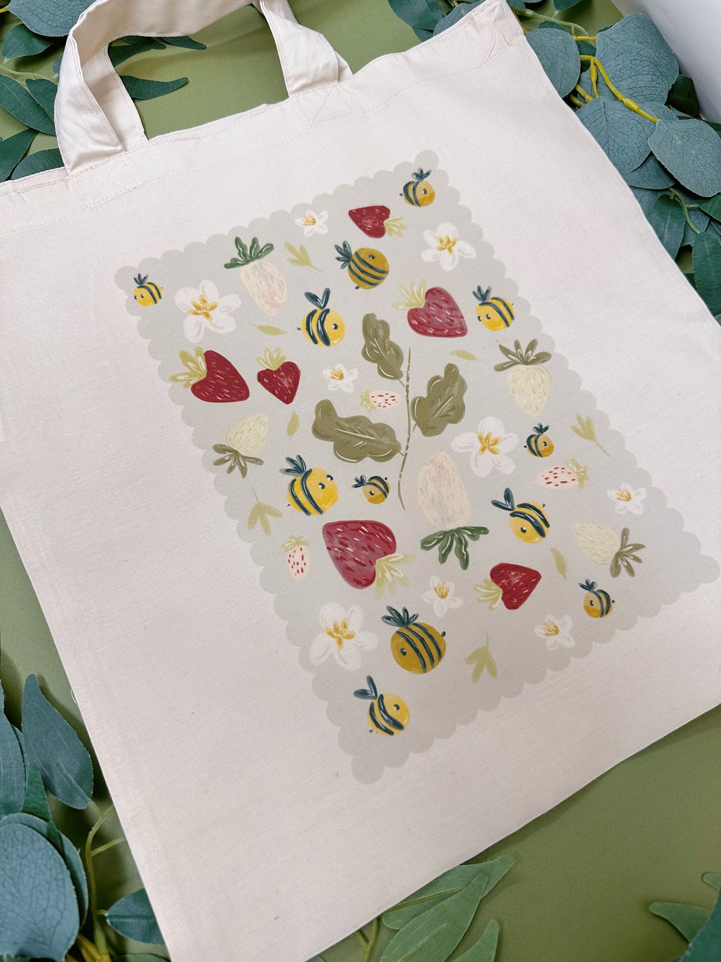 Strawberry Bee Tote Bag