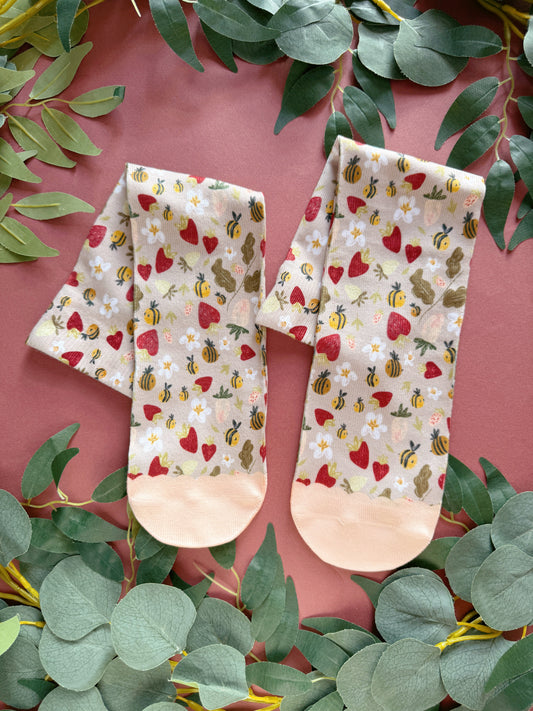Strawberry bee socks