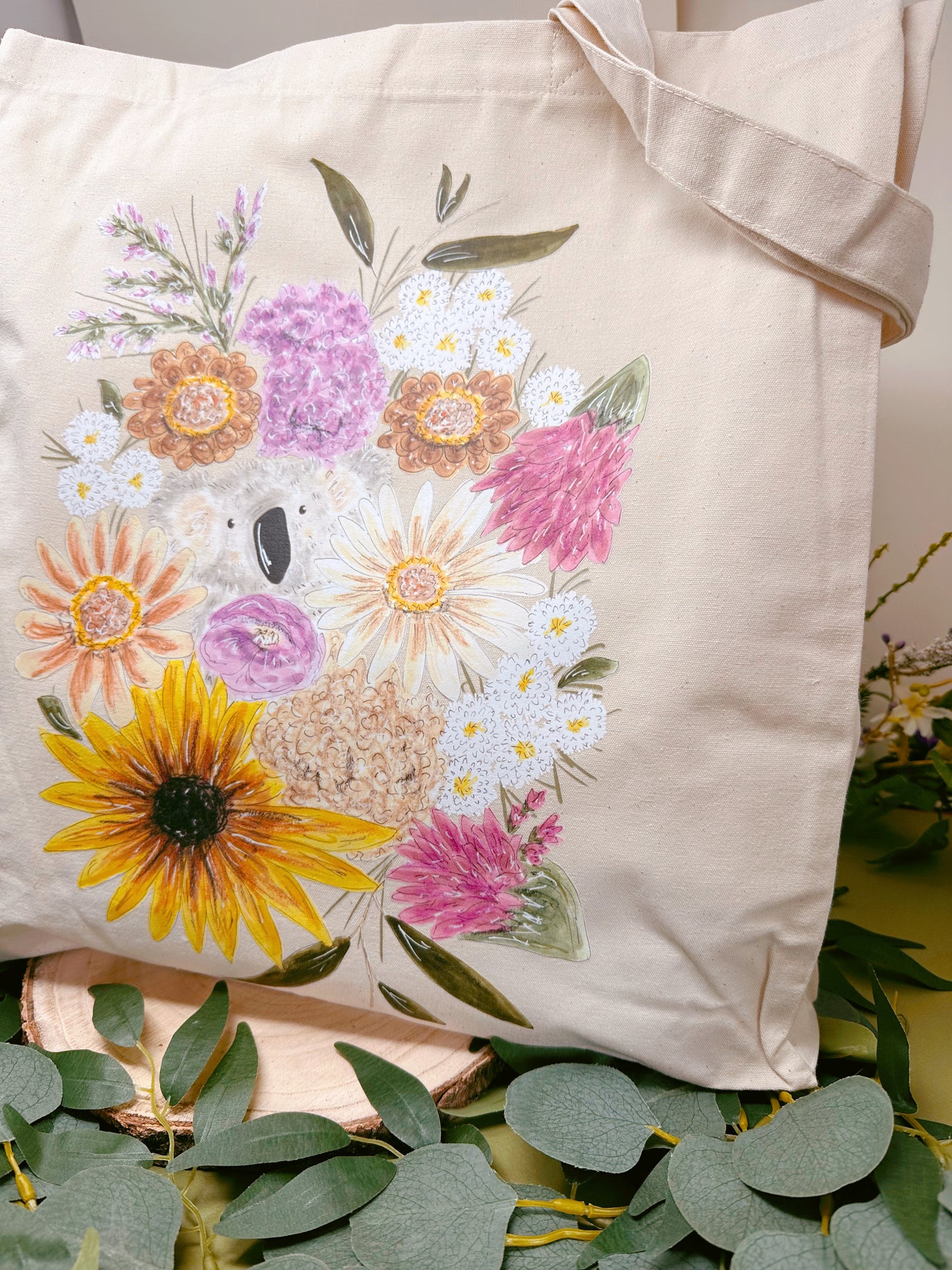 Floral Koala Giant Tote Bag