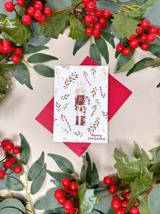Candy Cane Nutcracker Christmas Card