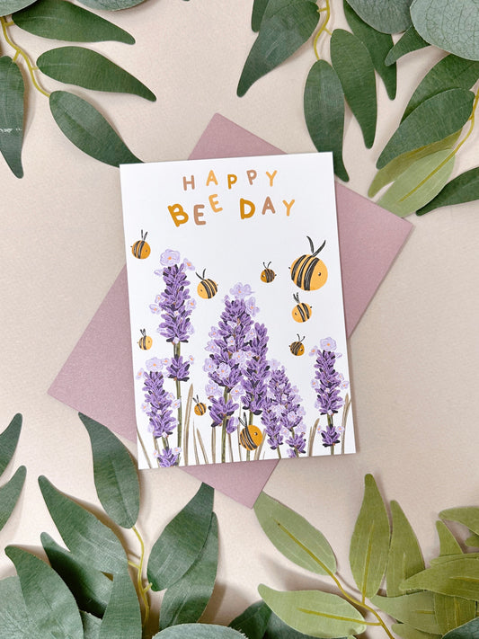 Lavender bee birthday card