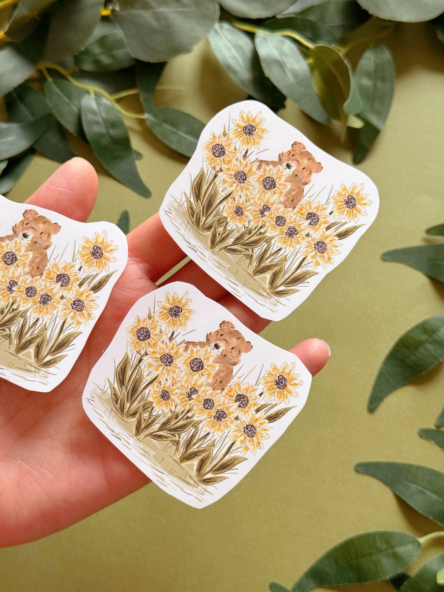 Sunflower Bear Sticker