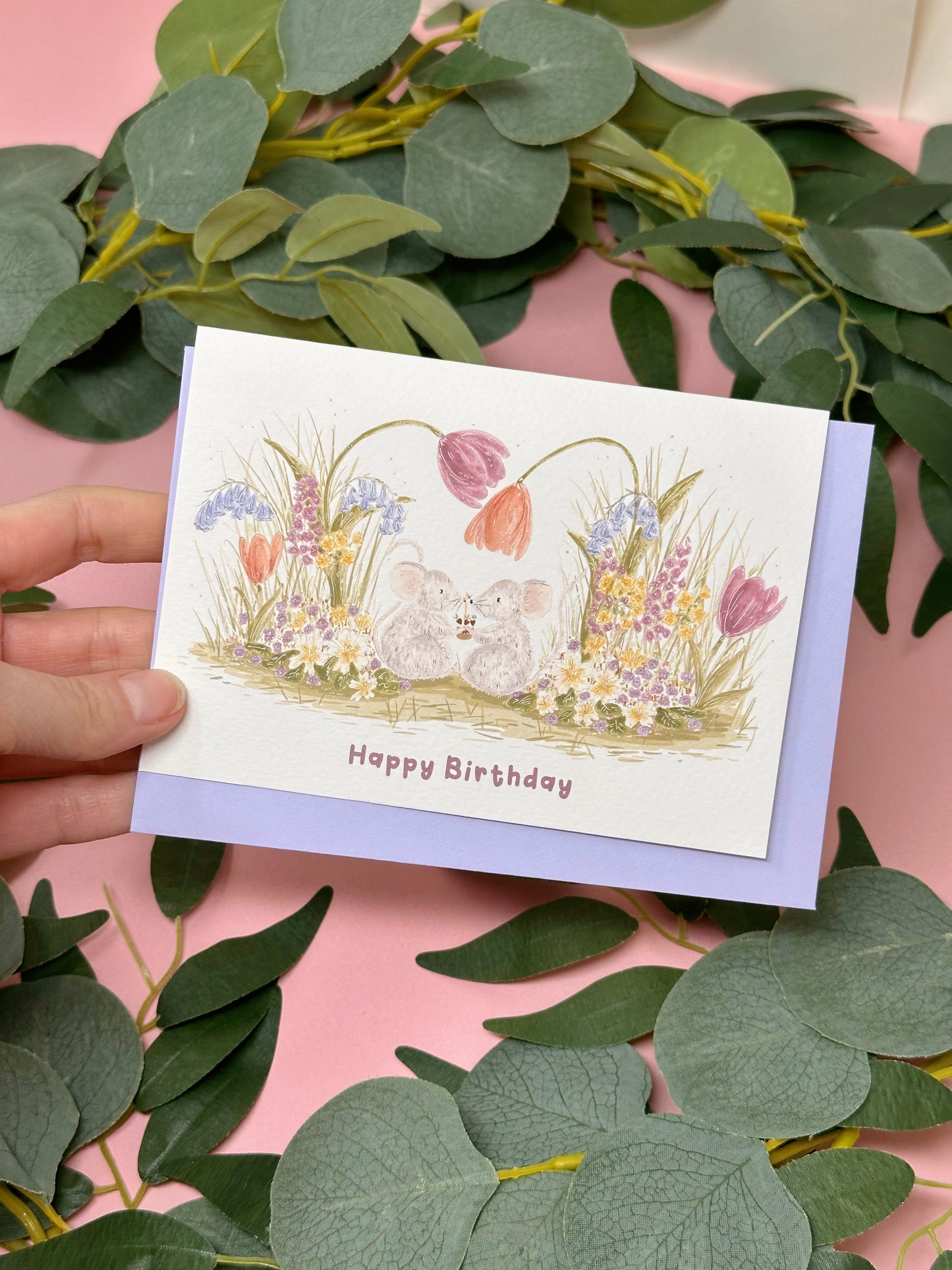 Tulip Mouse Birthday Card