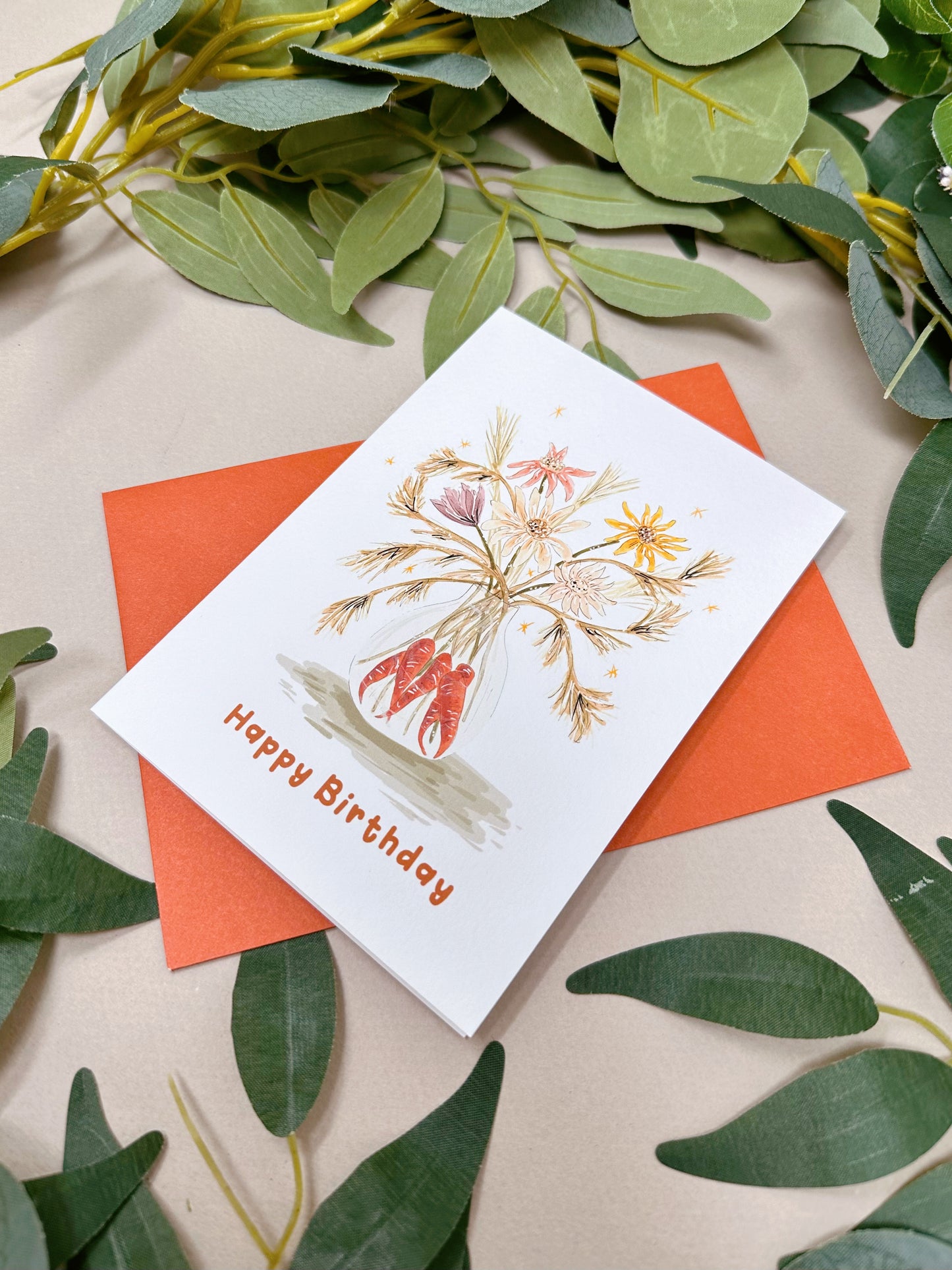 Carrot Vase Birthday Card