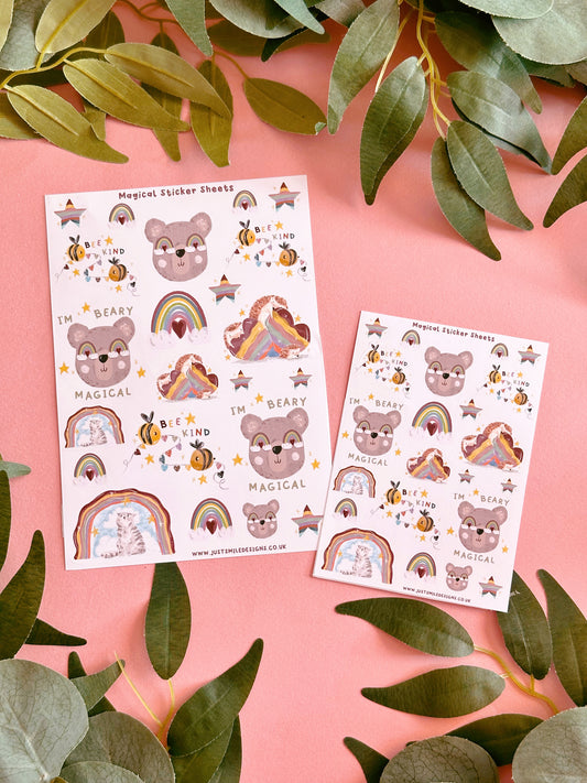 Rainbow bear pride sticker sheet