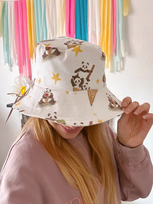 Panda Ice Cream Bucket Hat - Adult & Child Sizing