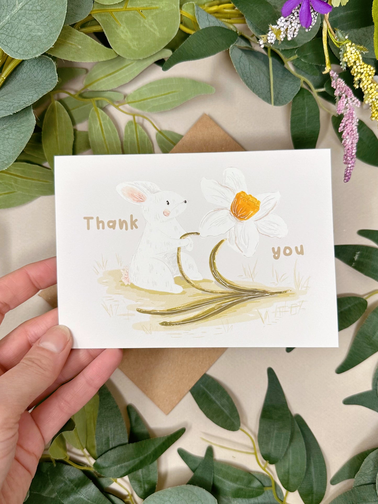 Bunny Daffodil Thank You Card