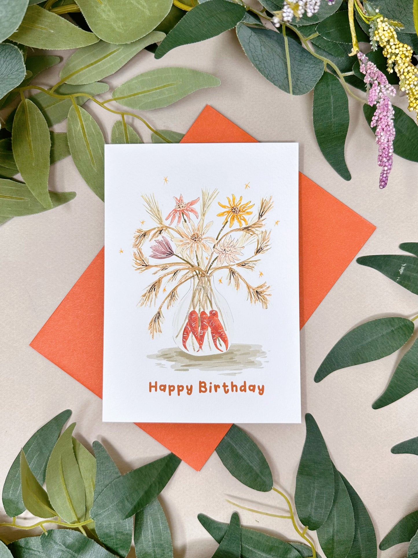 Carrot Vase Birthday Card