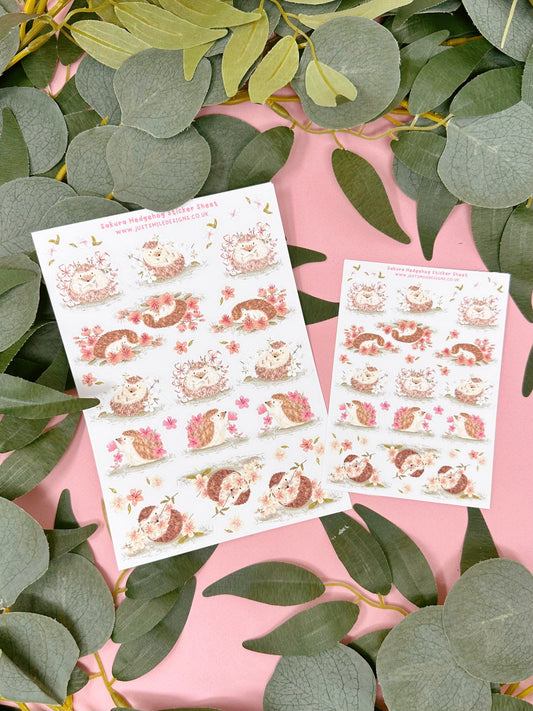 Sakura hedgehog sticker sheet