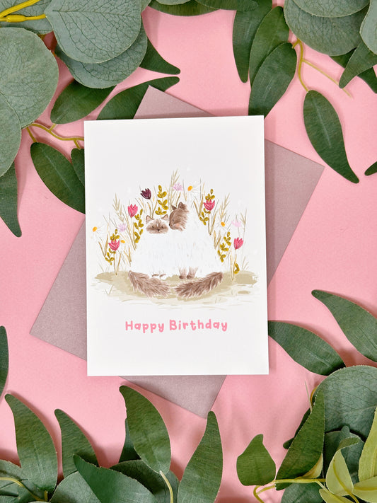 Floral Cat Birthday Card