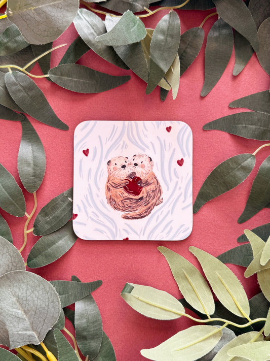 Otter heart coaster