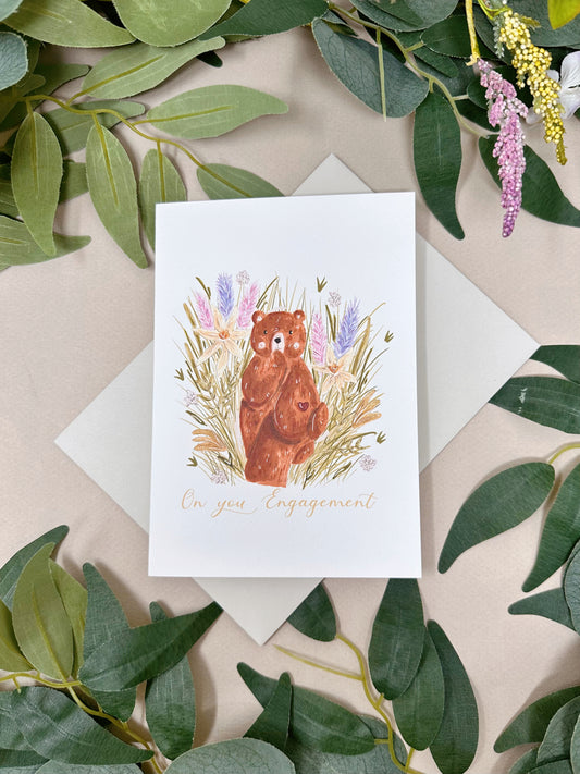 Botanical Bear Engagement Card