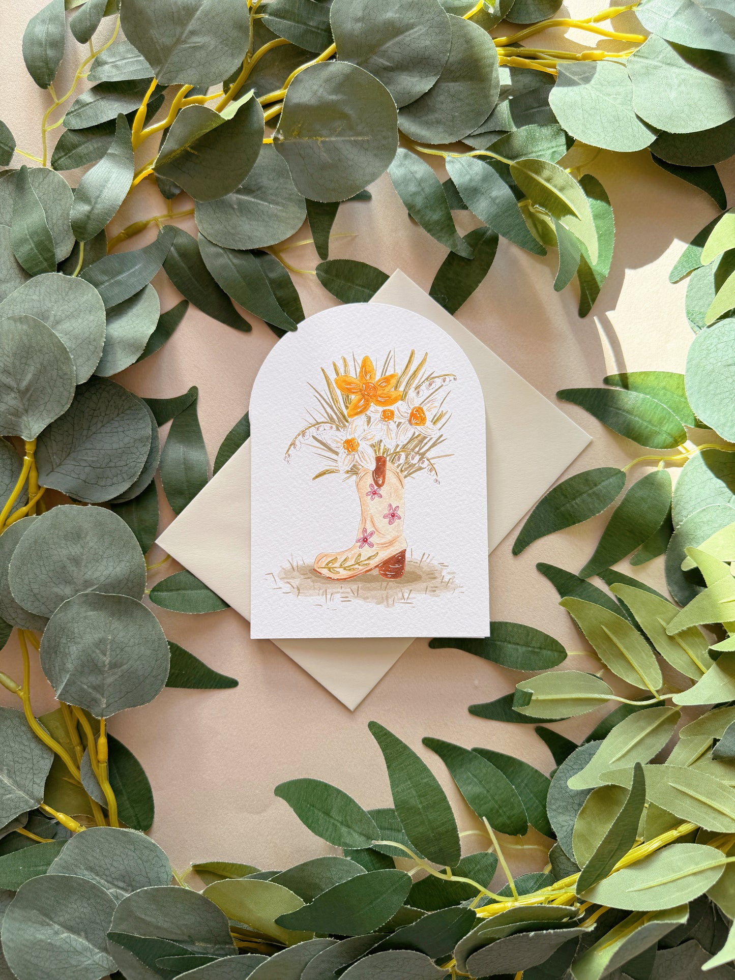 Cowboy Boots Vase Card