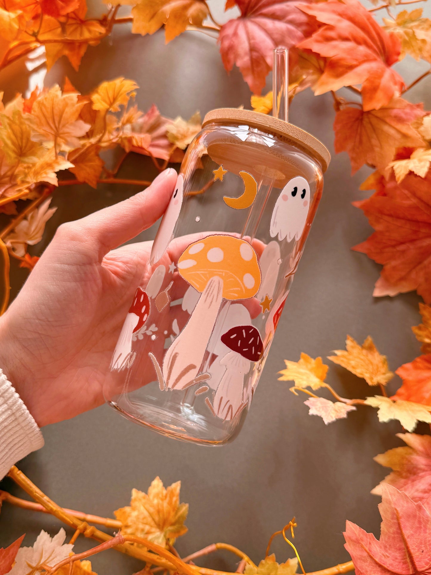 Mushroom Ghost Glass Tumbler