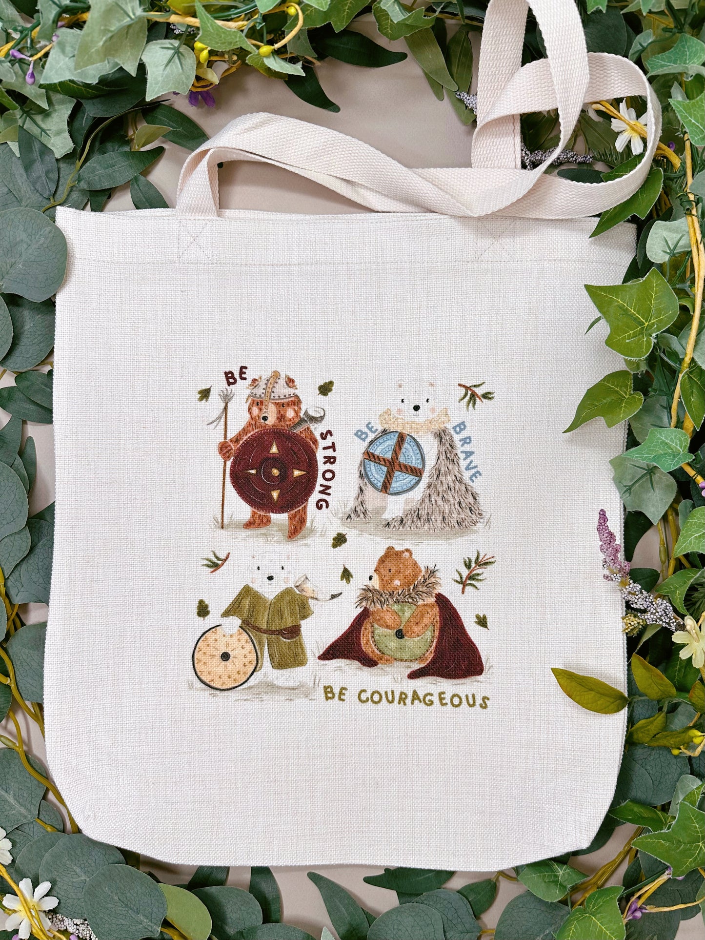 Viking Bear Linen Tote Bag