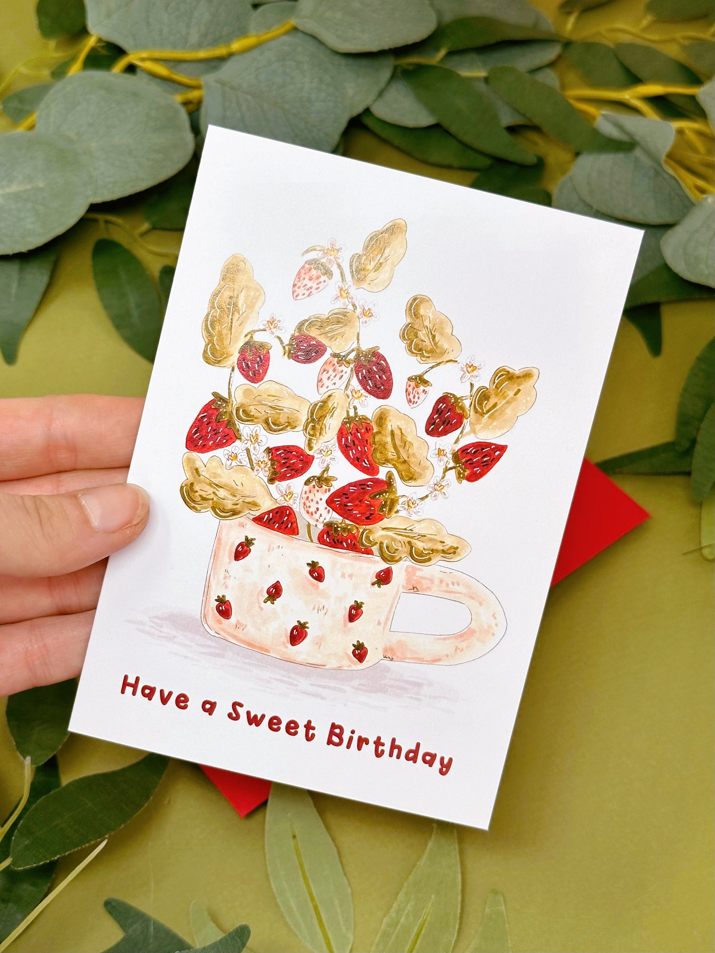 Strawberry Cup Birthday Card